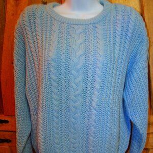 Vintage Cambridge Dry Goods women's baby blue cable knit sweater size medium